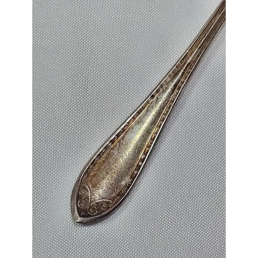 Vtg Community Plate Silver Plated Pierced Serving Spoon-Ornate Cut Out Design